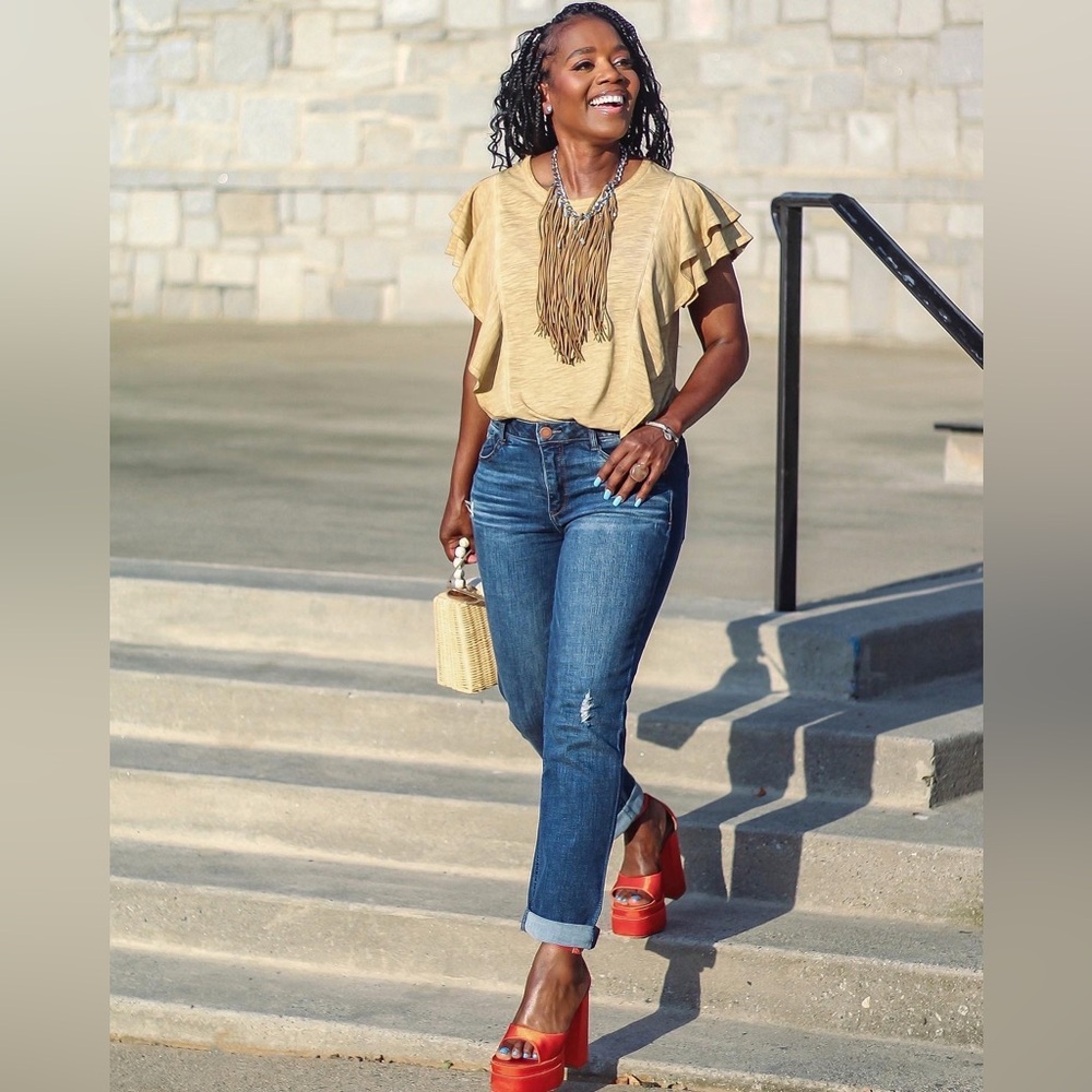 Wit & Wisdom Blue Straight Leg Jeans with Faded Detail